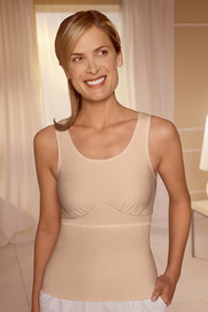 Image of woman wearing mastectomy tank top